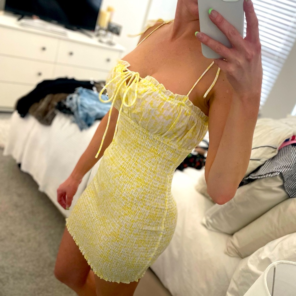Yellow mini dress